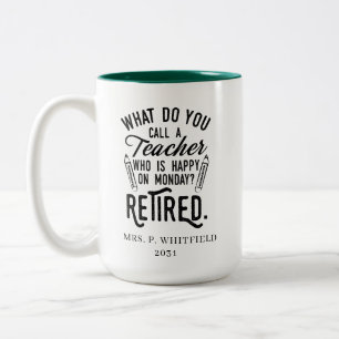Caneca De Café Em Dois Tons Professor Aposentado Diretor da Escola Aposentador