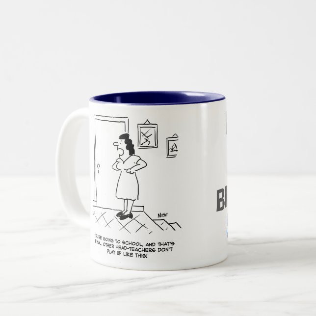 Caneca De Café Em Dois Tons Professor chefe é mandado ir à escola (Frente Esquerda)