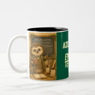 Caneca De Café Em Dois Tons Professor de Animais Vintage Volta às Aulas