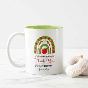 Caneca De Café Em Dois Tons Professor de Arco Arco-Íris Moderno Obrigado Prese