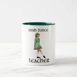 Caneca De Café Em Dois Tons Professor de Dança Step Irlandesa - Verde