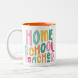 Caneca De Café Em Dois Tons Professor de Ensino Doméstico | Texto Colorido