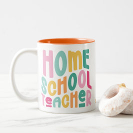 Caneca De Café Em Dois Tons Professor de Ensino Domiciliar Colorido