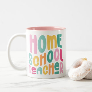 Caneca De Café Em Dois Tons Professor de Ensino Domiciliar Texto Colorido