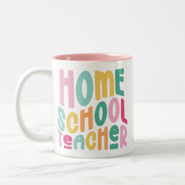 Caneca De Café Em Dois Tons Professor de Ensino Domiciliar Texto Colorido