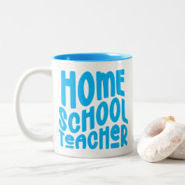 Caneca De Café Em Dois Tons Professor de Ensino Domiciliar | Tipografia Azul