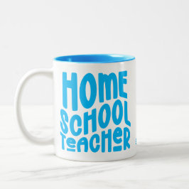 Caneca De Café Em Dois Tons Professor de Ensino Domiciliar | Tipografia Azul