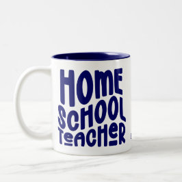 Caneca De Café Em Dois Tons Professor de Ensino Domiciliar | Tipografia Azul E