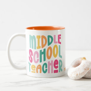 Caneca De Café Em Dois Tons Professor de Ensino Fundamental Design Colorido