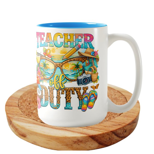 Caneca De Café Em Dois Tons Professor de folga vibes de verão (Criador carregado)