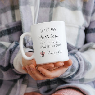 Caneca De Café Em Dois Tons Professor de Música Valoriza Treble Clef Pink Hear
