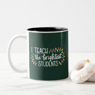 Caneca De Café Em Dois Tons Professor de Natal Eu Ensino os Alunos Mais Brilha
