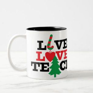 Caneca De Café Em Dois Tons Professor de Natal Personalizado Ao Vivo