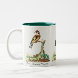 Caneca De Café Em Dois Tons Professor de Pássaro Botânico Vintage Personalizad