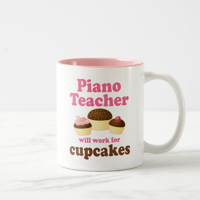 Caneca De Café Em Dois Tons Professor de piano engraçado (Direita)