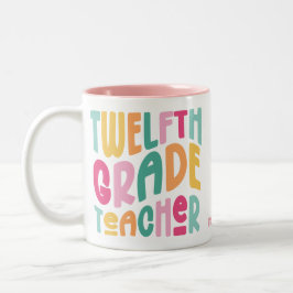 Caneca De Café Em Dois Tons Professor do Décimo Segundo Ano | Texto Colorido