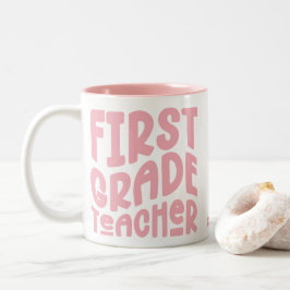 Caneca De Café Em Dois Tons Professor do Primeiro Ano Texto Rosa