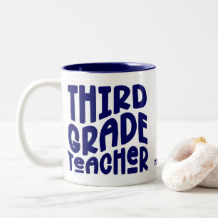 Caneca De Café Em Dois Tons Professor do Terceiro Ano Design de Tipografia Azu