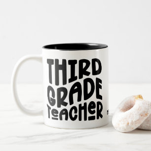 Caneca De Café Em Dois Tons Professor do Terceiro Ano   Design de Tipografia M