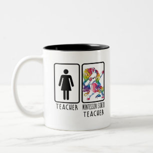 Caneca De Café Em Dois Tons Professor Engraçado Montessori Professora da Esco