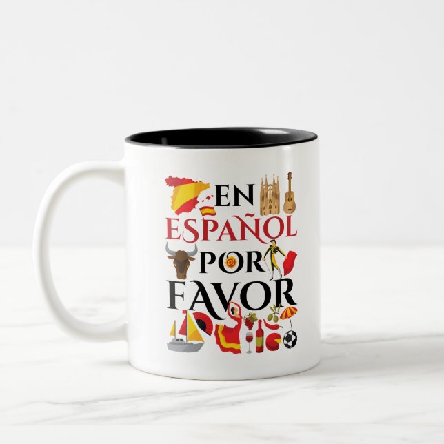 Caneca De Café Em Dois Tons Professor Espanol Por Favor (Esquerda)