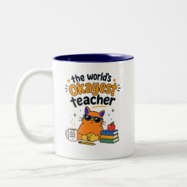 Caneca De Café Em Dois Tons Professor Gato Divertido