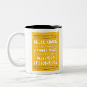 Caneca De Café Em Dois Tons Professor Knock Piadas Lápis Chuva Humor