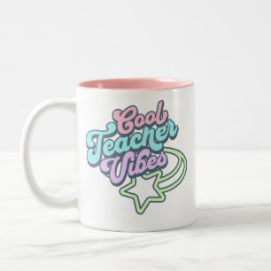 Caneca De Café Em Dois Tons Professor legal Vibes Retrorando Estimulação Verde