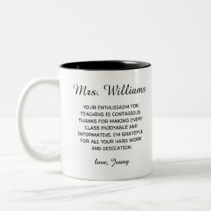 Caneca De Café Em Dois Tons Professor Personalizado Obrigado   Presente de Fim