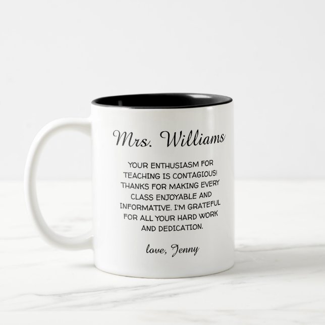 Caneca De Café Em Dois Tons Professor Personalizado Obrigado | Presente de Fim (Esquerda)