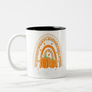 Caneca De Café Em Dois Tons Professora agradecida Ação de Graças Rainbow Leopa