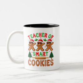 Caneca De Café Em Dois Tons Professora De Biscoito Inteligente De Natal