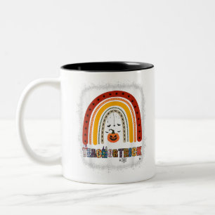 Caneca De Café Em Dois Tons Professora De Truque Ou Ensino De Leopardo Arco-Ír