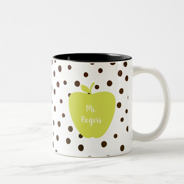 Caneca De Café Em Dois Tons Professora Neon Apple da Bolinhas Moderna (Direita)