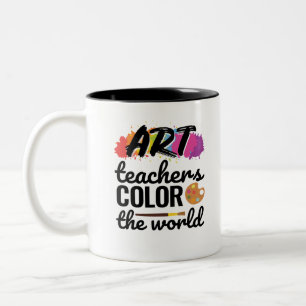 Caneca De Café Em Dois Tons Professores de Arte Colorem a Apreciação Mundial d