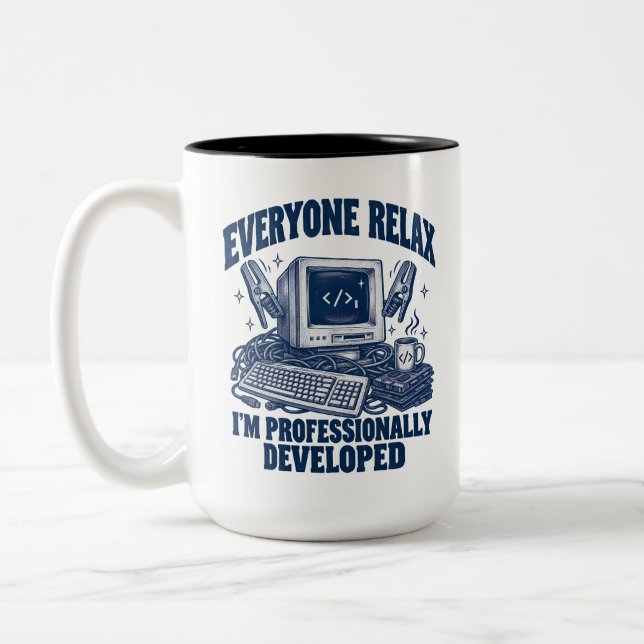 Caneca De Café Em Dois Tons Programador Todos Relaxem Estou Profissionalmente  (Esquerda)