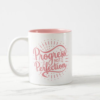 Caneca De Café Em Dois Tons Progresso Não Perfeição - Pink - Mug De Café De Do