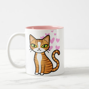 Caneca De Café Em Dois Tons Projete seu próprio gato dos desenhos animados (o