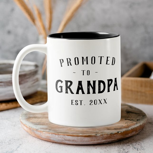 Caneca De Café Em Dois Tons Promoted To Grandpa Pregnancy Announcement Photo (Criador carregado)