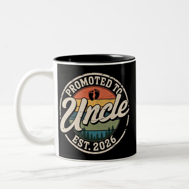 Caneca De Café Em Dois Tons Promoted To Uncle Est 2026 Pregnancy Announcement  (Esquerda)