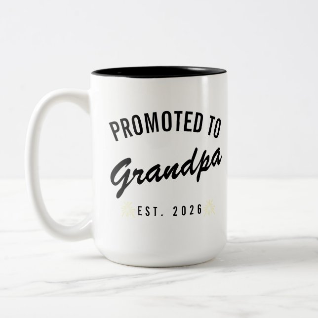 Caneca De Café Em Dois Tons Promovido a Avô Est. 2026 (Esquerda)