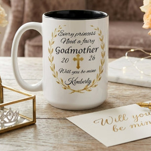 Caneca De Café Em Dois Tons Proposta de Madrinha Personalizada