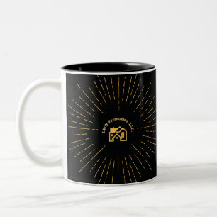 Caneca De Café Em Dois Tons Propriedades do L.W.H Logotipo Burst