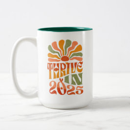 Caneca De Café Em Dois Tons Prosperar em 2025 com Mug Motivacional de Ano Novo