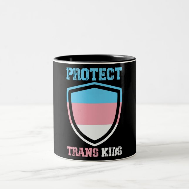 Caneca De Café Em Dois Tons Proteger Crianças Trans (Centro)