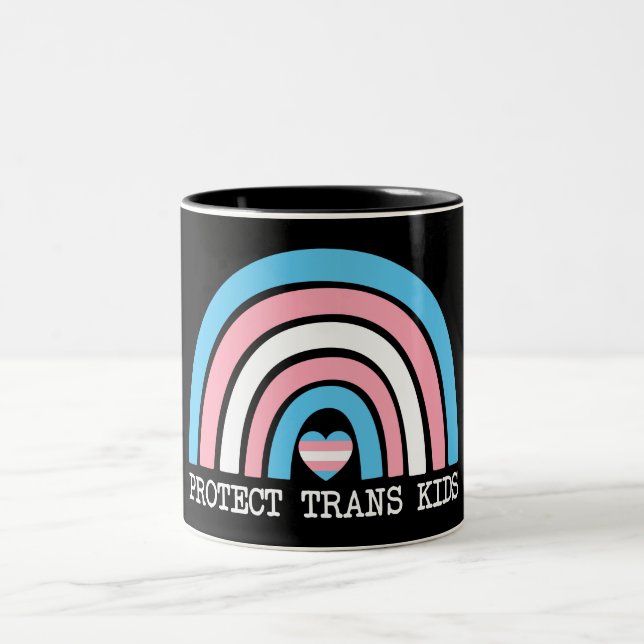 Caneca De Café Em Dois Tons Proteger Crianças Trans (Centro)