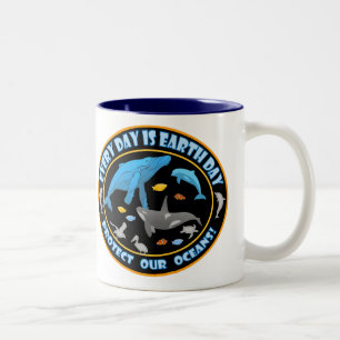 Caneca De Café Em Dois Tons Proteger o Dia da Terra dos Nossos Oceanos