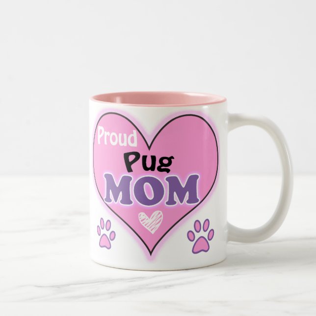 Caneca De Café Em Dois Tons Proud Pug Mom (Direita)
