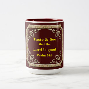 Caneca De Café Em Dois Tons Prove & veja que o senhor é bom. Vermelho do 34:8