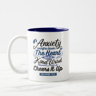 Caneca De Café Em Dois Tons Provérbios 12:25 Versículo Bíblico – Arte de Palav